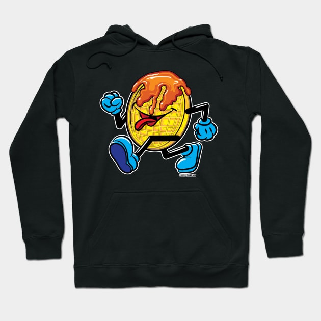 Happy Smiling Waffle Mascot strutting by Hoodie by eShirtLabs